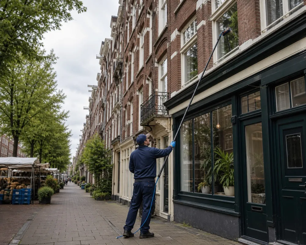Glazenwasser aan het werk in De Pijp
