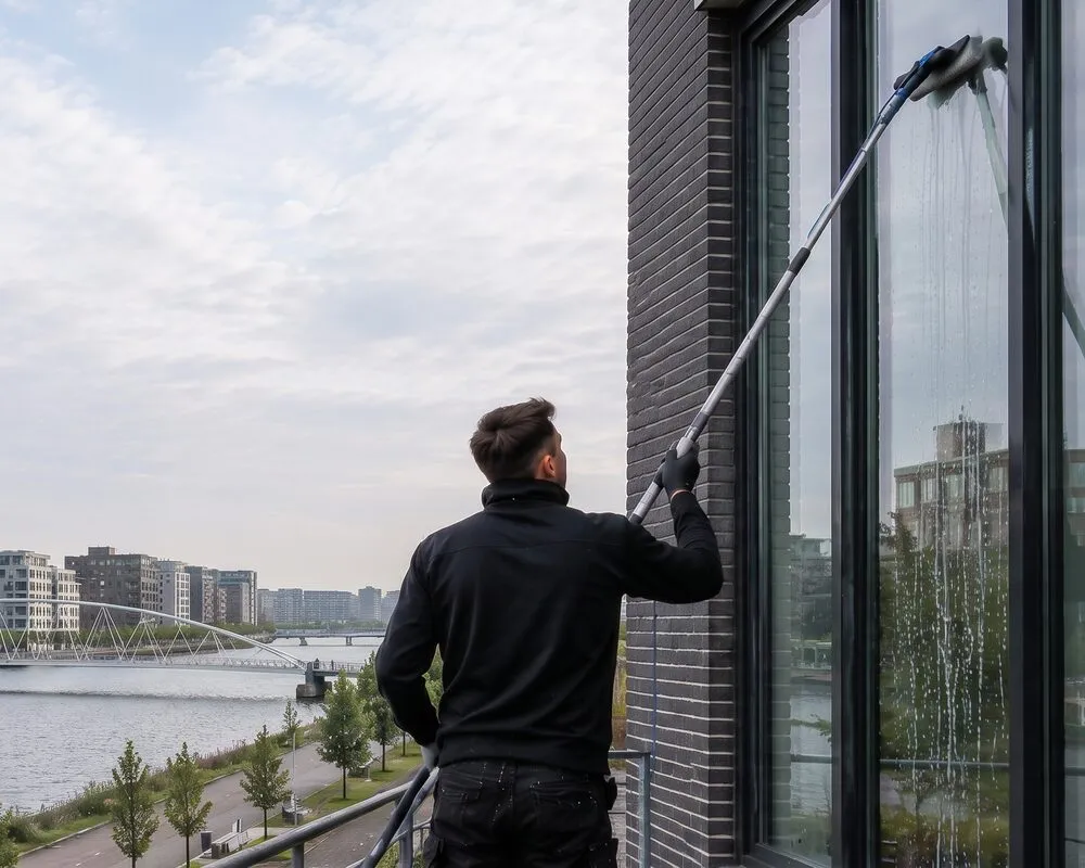 Glazenwasser aan het werk in IJburg
