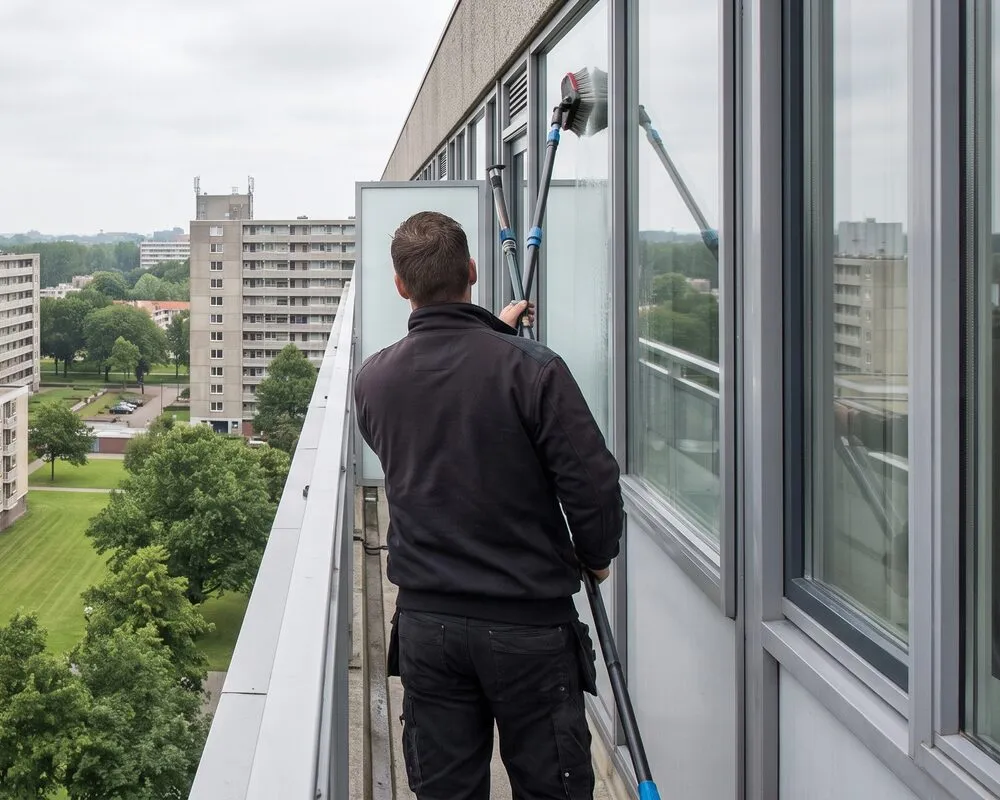 Glazenwasser aan het werk in Amsterdam Nieuw-West
