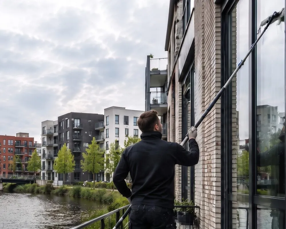 Glazenwasser aan het werk in Diemen